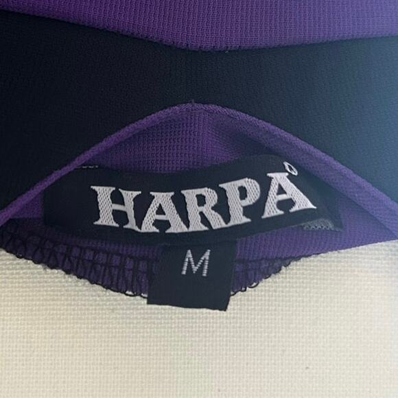 HARPA Sleeveless Low Back Fit and Flare Striped Dress in Purple/Black-Size M - Picture 6 of 7